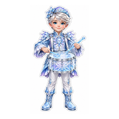 Child Drummer in Icy Blue Outfit Vinyl Decal Stickers