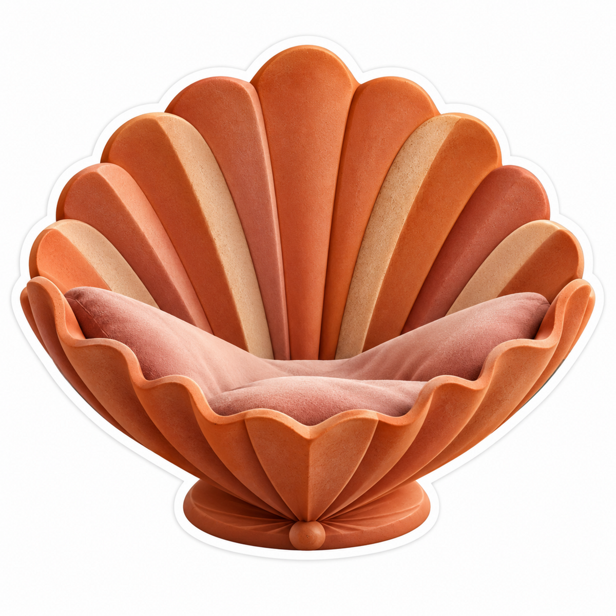 Terracotta Shell Shaped Chair with Cushion Vinyl Decal Stickers