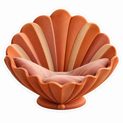 Terracotta Shell Shaped Chair with Cushion Vinyl Decal Stickers