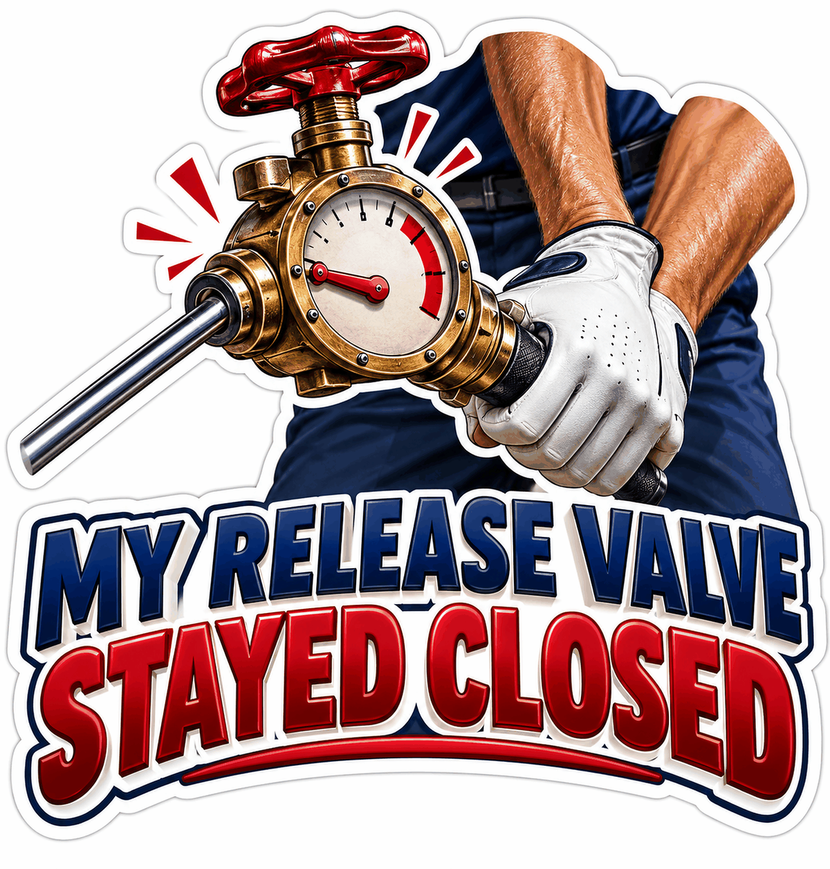 Golf Gloves Turning Red Valve and Brass Gauge Vinyl Decal Stickers