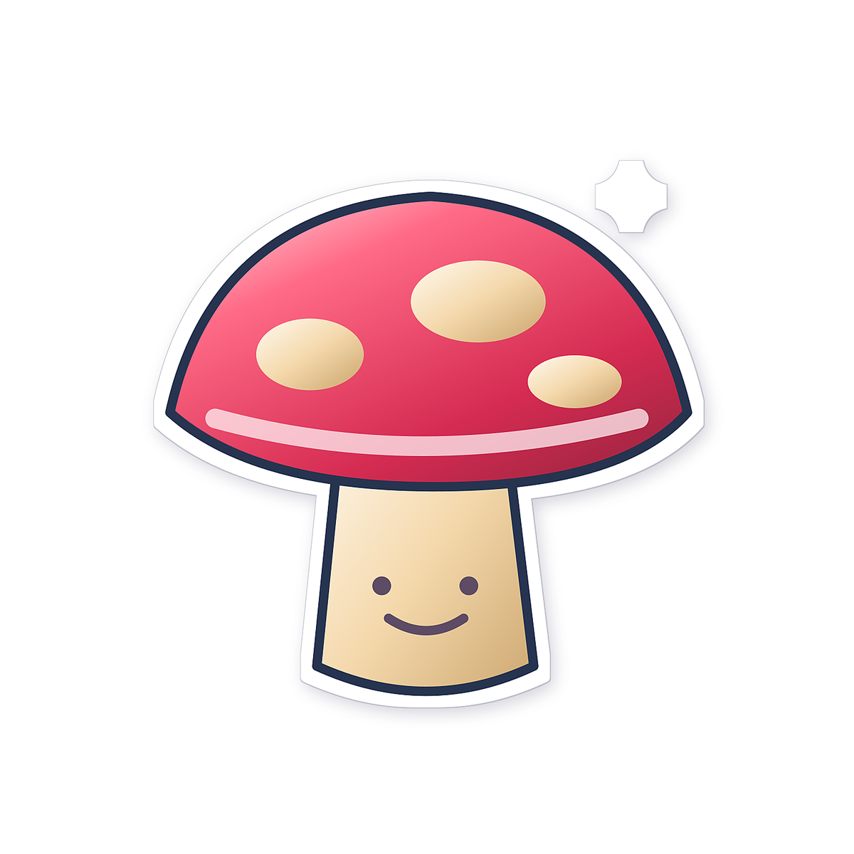 Smiling Mushroom With Pink Spotted Cap Art Vinyl Decal Stickers