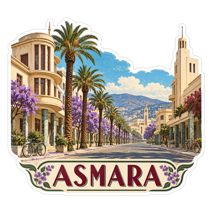 Asmara Palm Lined Avenue Art Vinyl Decal Stickers