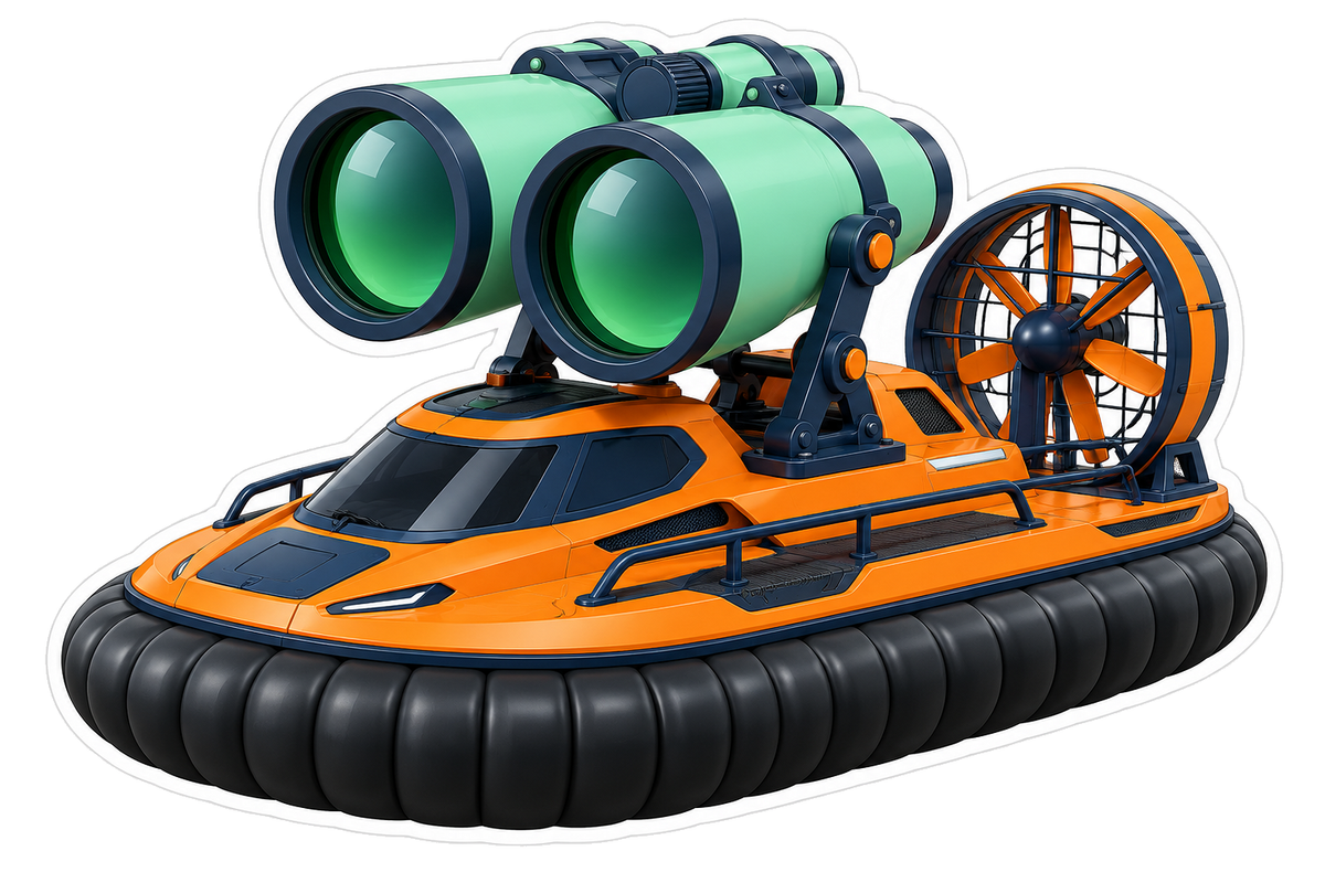 Orange Hovercraft Giant Green Binoculars Art Vinyl Decal Stickers