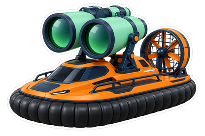 Orange Hovercraft Giant Green Binoculars Art Vinyl Decal Stickers