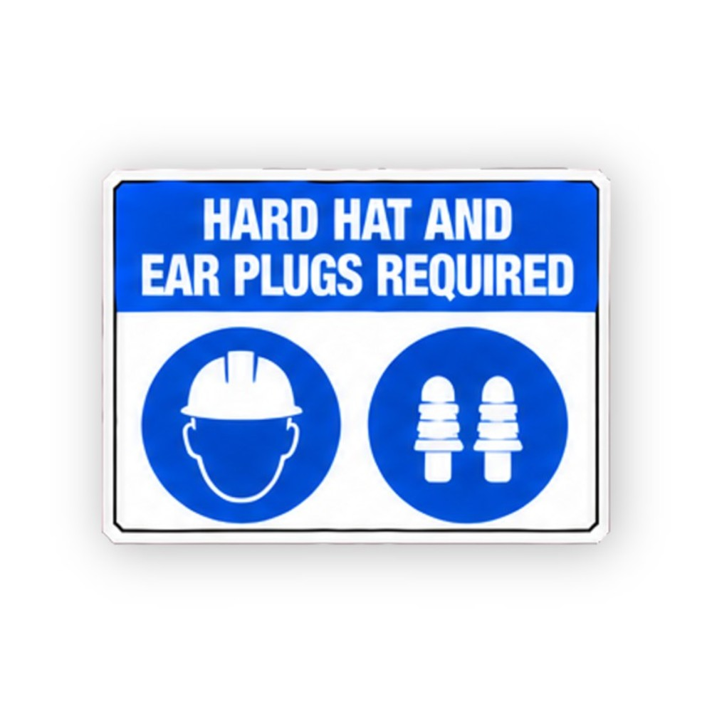Blue Hard Hat Earplug Two Circles Panel Vinyl Decal Stickers