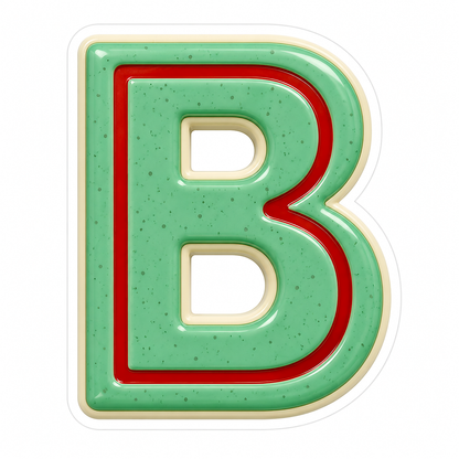 Mint Green Letter B with Red Line Art Vinyl Decal Stickers