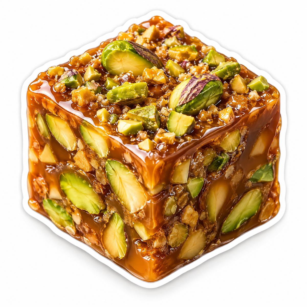 Caramel Nut Square with Green Pistachio Pieces Vinyl Decal Stickers
