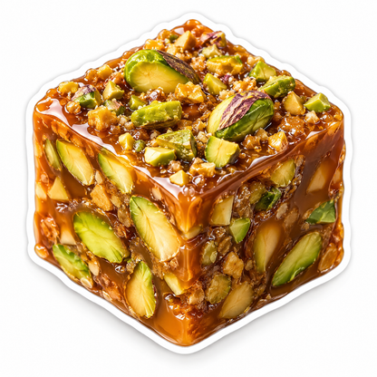 Caramel Nut Square with Green Pistachio Pieces Vinyl Decal Stickers