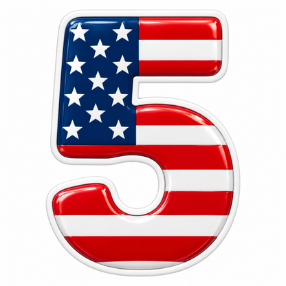 Glossy US Flag Number Five Vinyl Decal Stickers