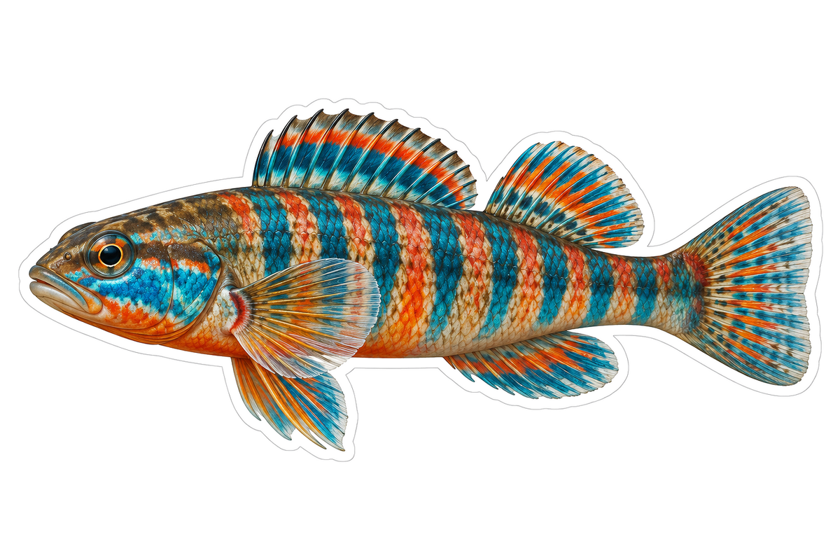 Teal Rust Rainbow Darter Fish Vinyl Decal Stickers