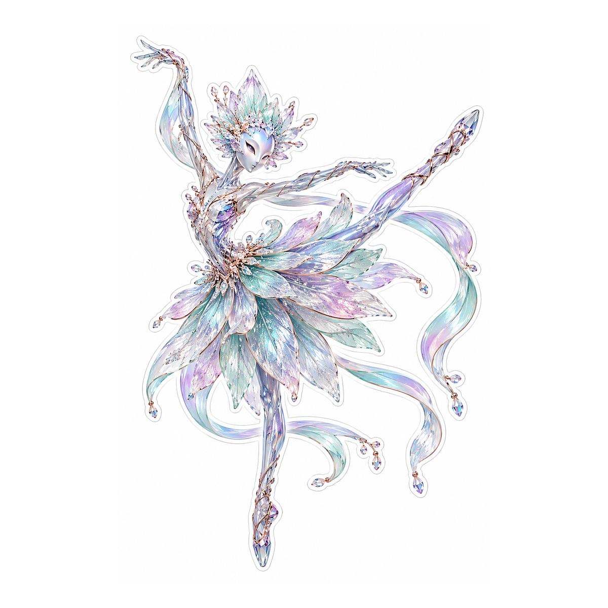Iridescent Crystal Ballerina Vinyl Decal Stickers