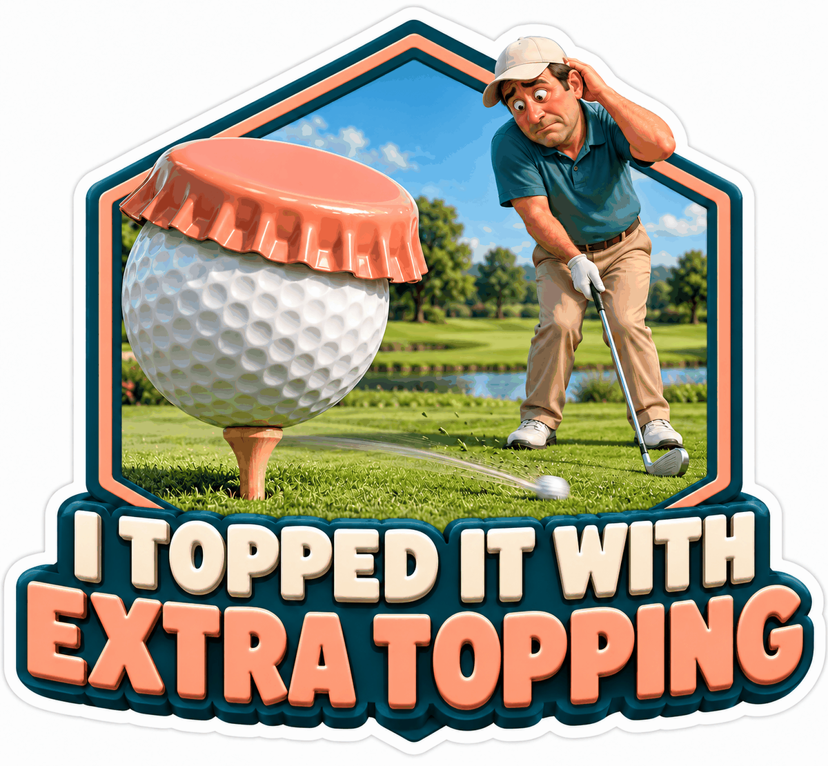 Golf Ball Orange Bottle Cap Art Vinyl Decal Stickers