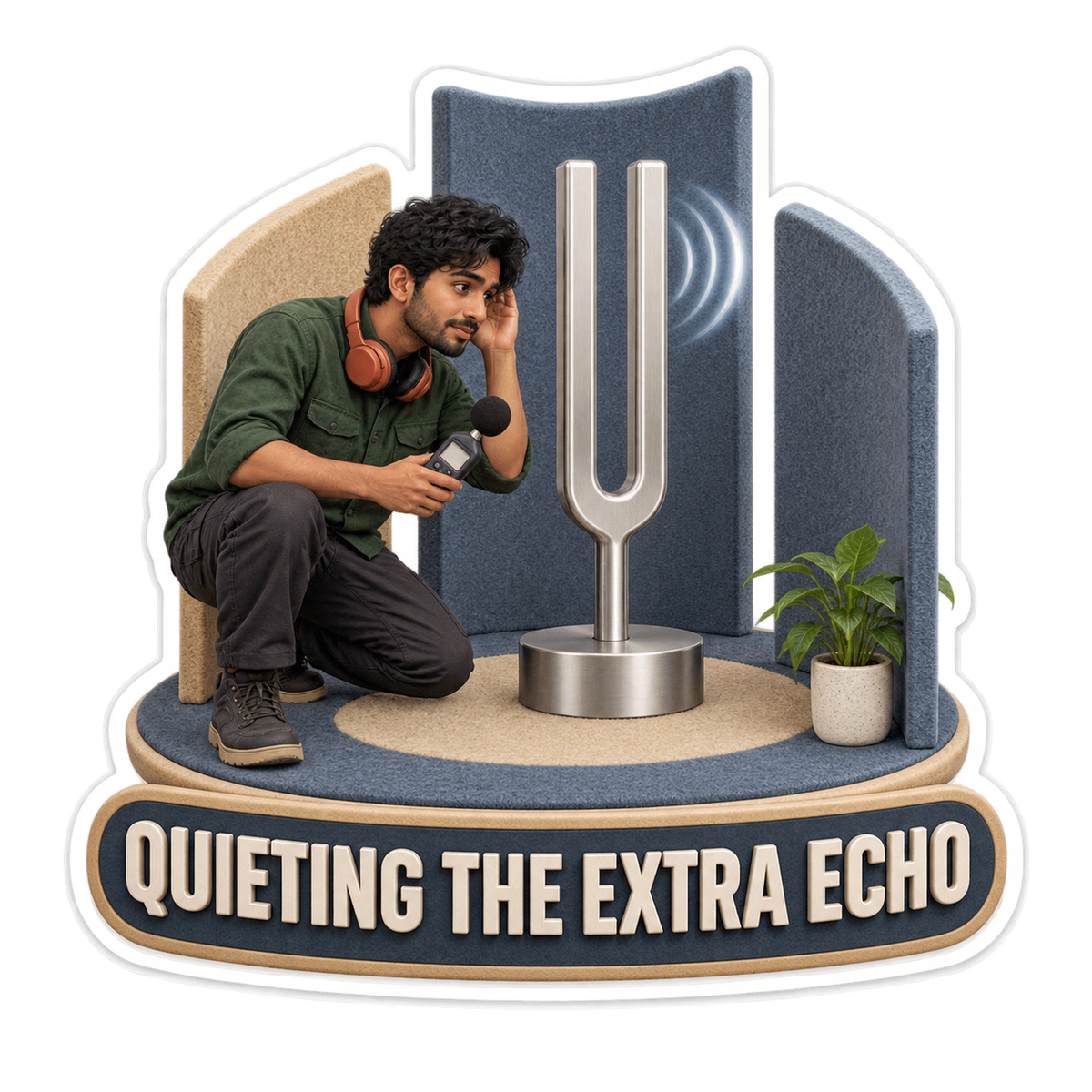 Man with Tuning Fork and Microphone Art Vinyl Decal Stickers