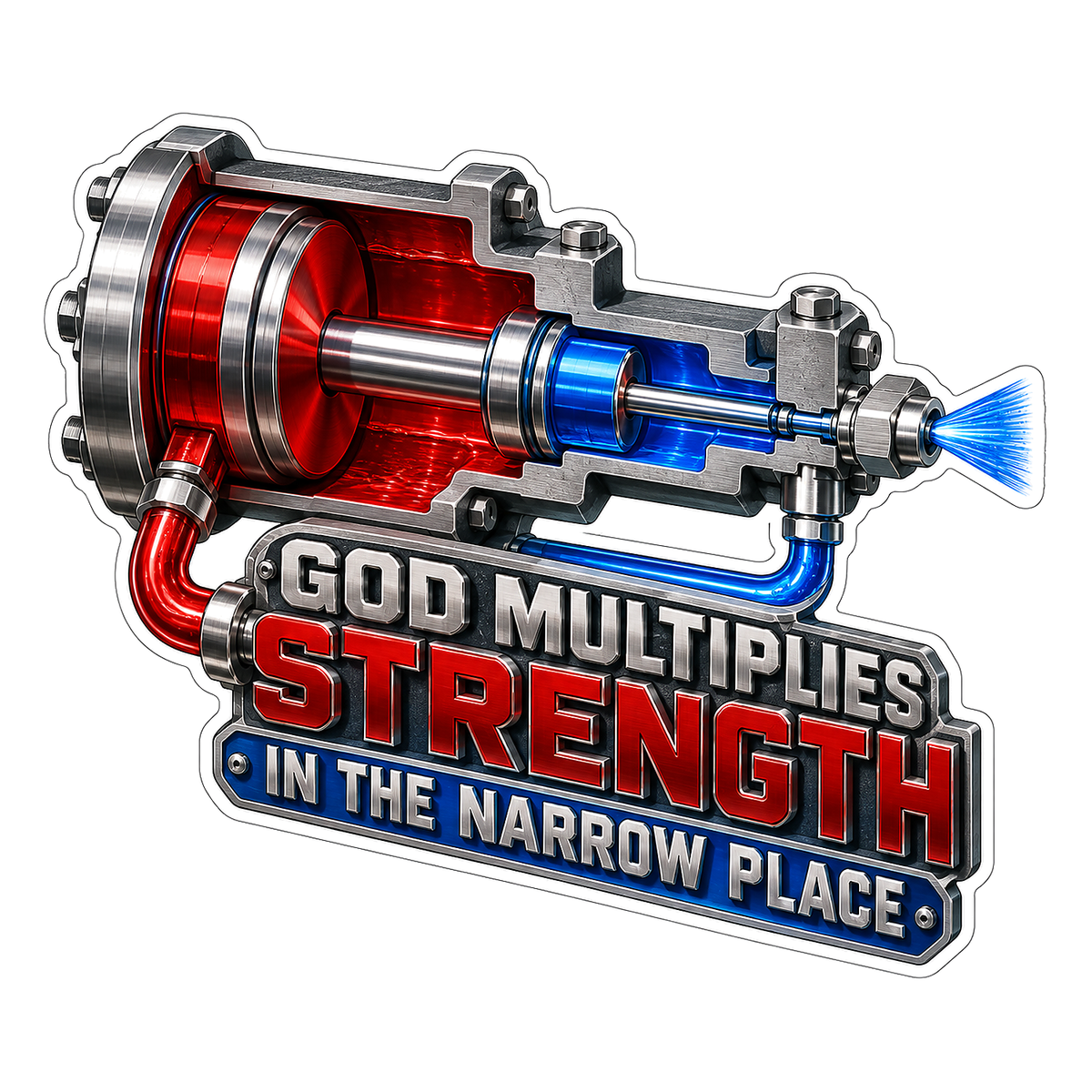 Red Blue Cutaway Strength Quote Art Vinyl Decal Stickers