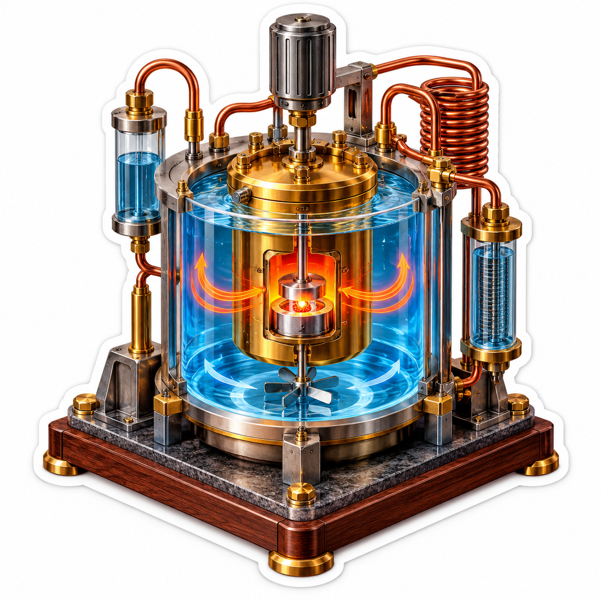 Copper Coil Cylinder With Blue Glow Art Vinyl Decal Stickers