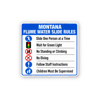 Blue Montana Flume Slide Rules Portrait Vinyl Decal Stickers