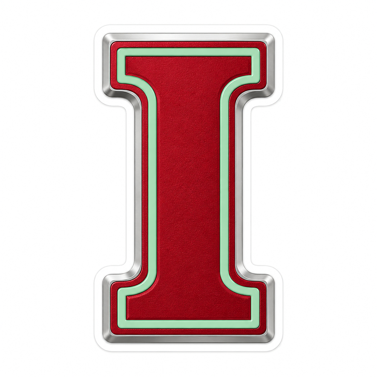 Cranberry Red Mint Trim Letter I Vinyl Decal Stickers