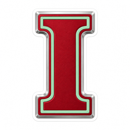 Cranberry Red Mint Trim Letter I Vinyl Decal Stickers