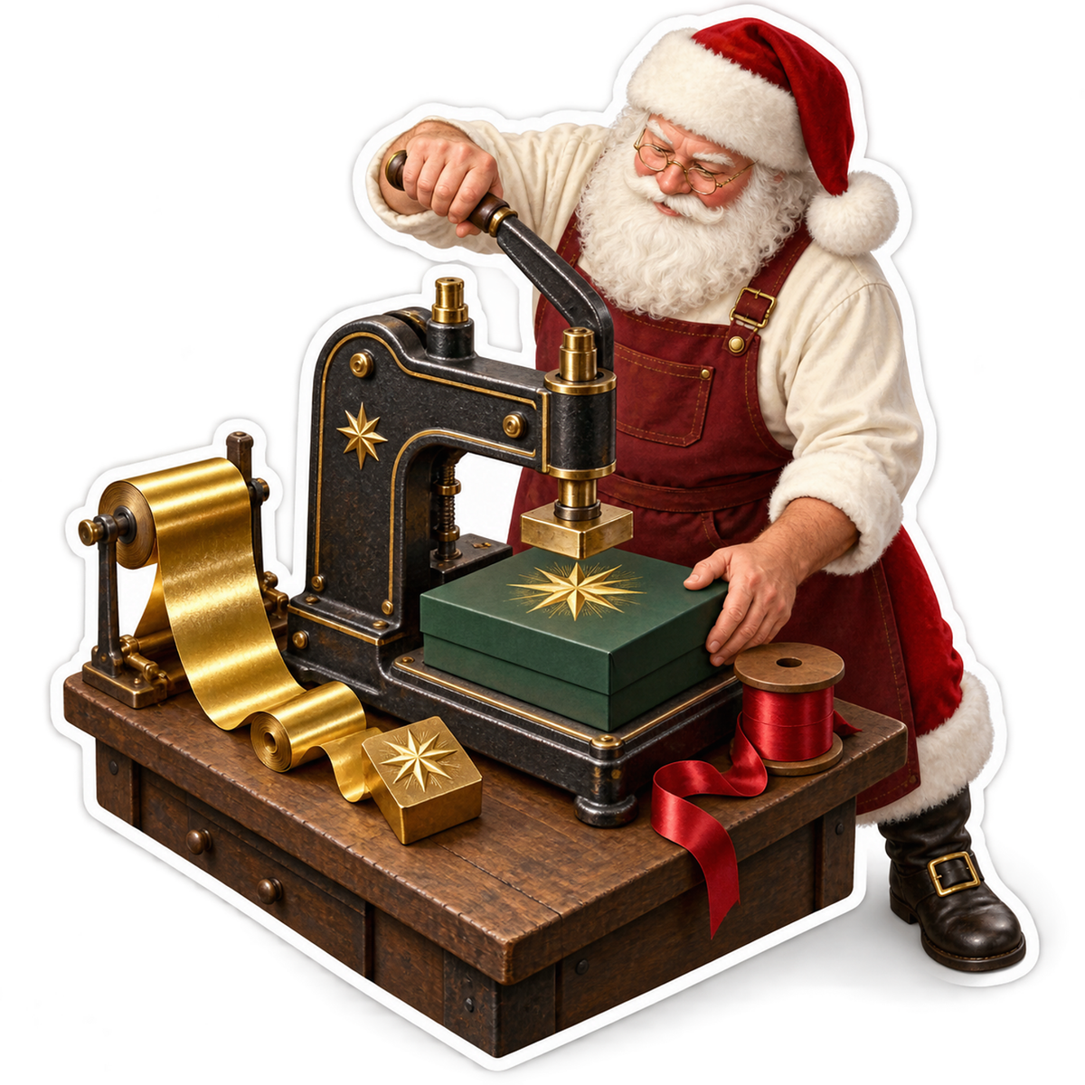 Santa Stamping Golden Star Art Vinyl Decal Stickers