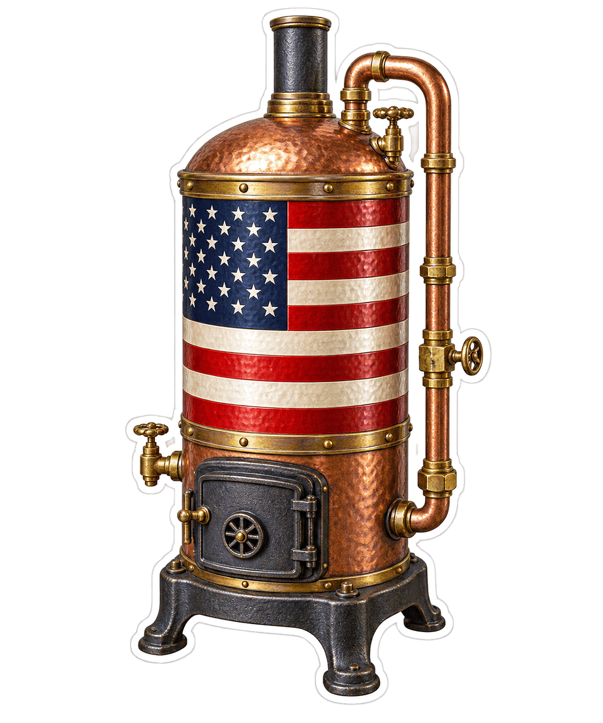 American Flag Copper Water Heater Art Vinyl Decal Stickers