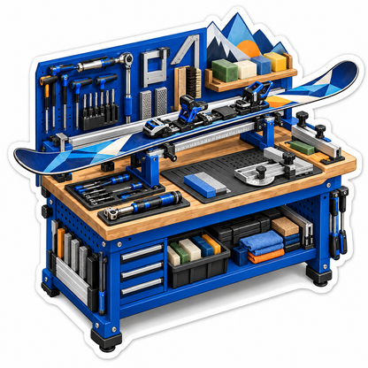 Blue Ski Tuning Workshop Miniature Art Vinyl Decal Stickers