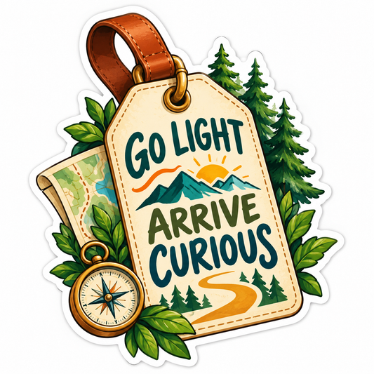 Travel Tag Go Light Arrive Curious Art Vinyl Decal Stickers