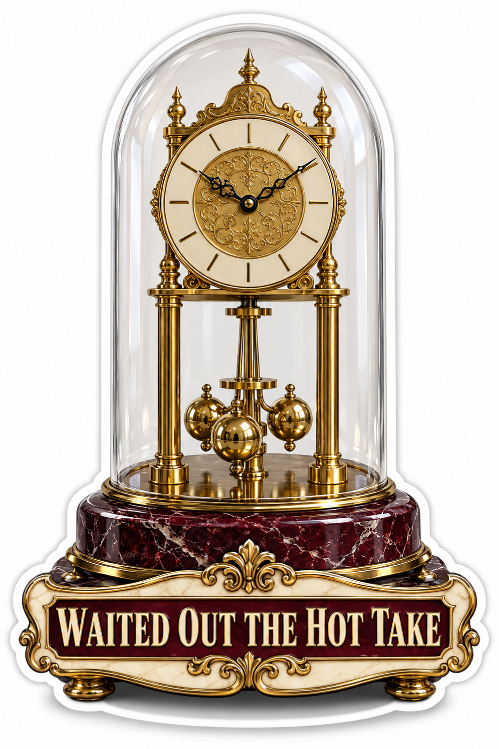 Gold Clock under Glass Dome with Quote Art Vinyl Decal Stickers