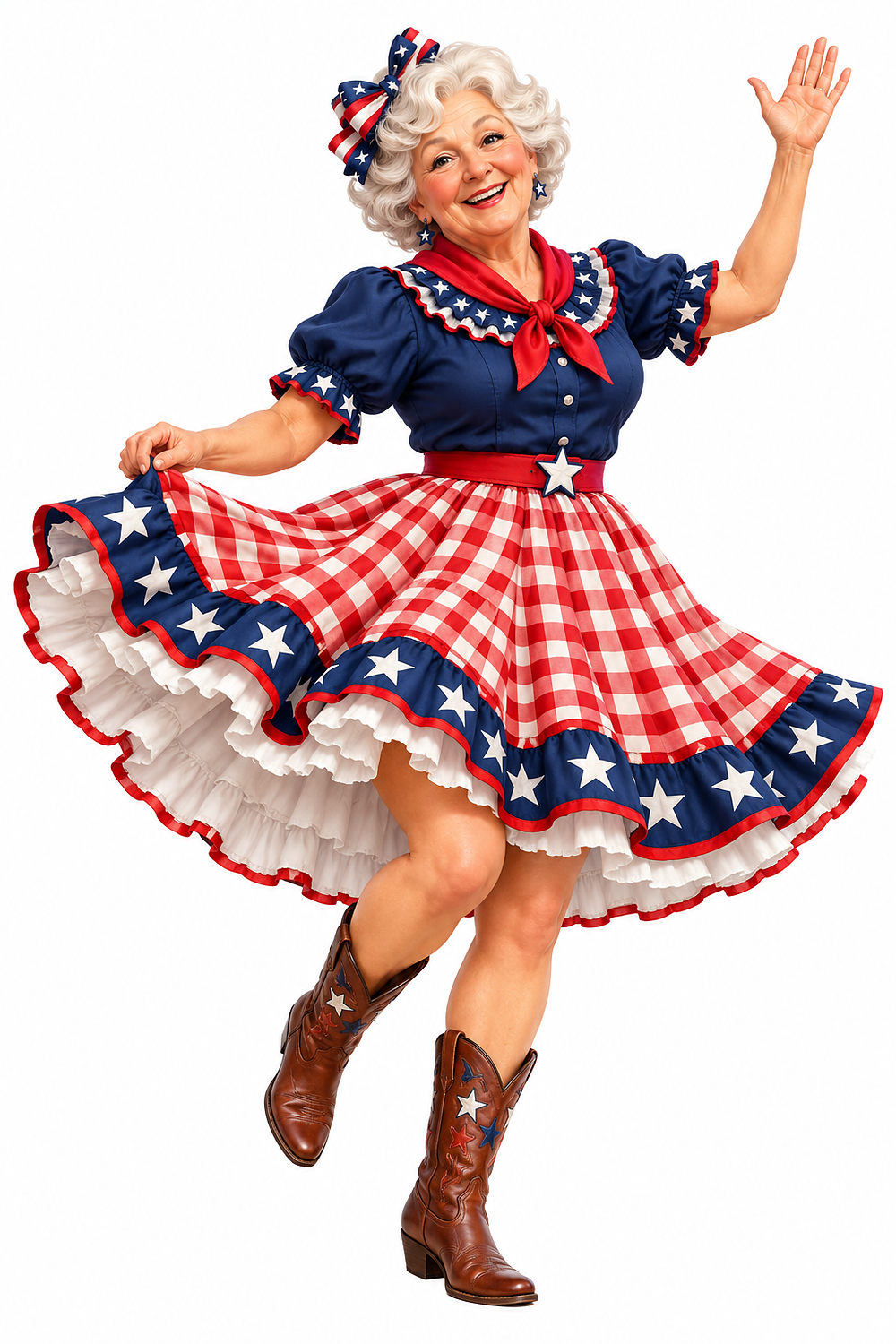 Patriotic Grandmother Square Dancing Vinyl Decal Stickers