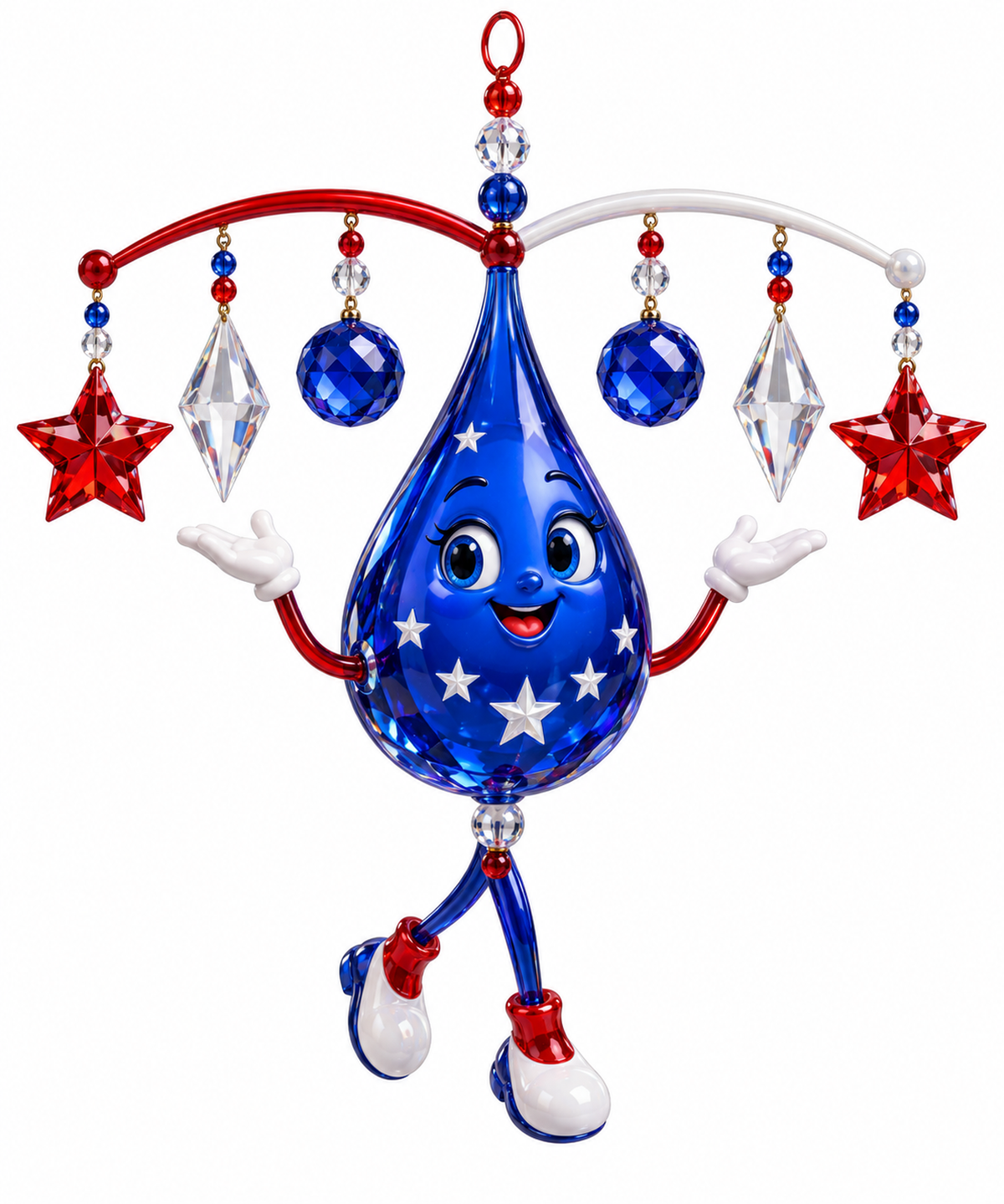 Blue Hanging Prism With Red Star Charms Art Vinyl Decal Stickers