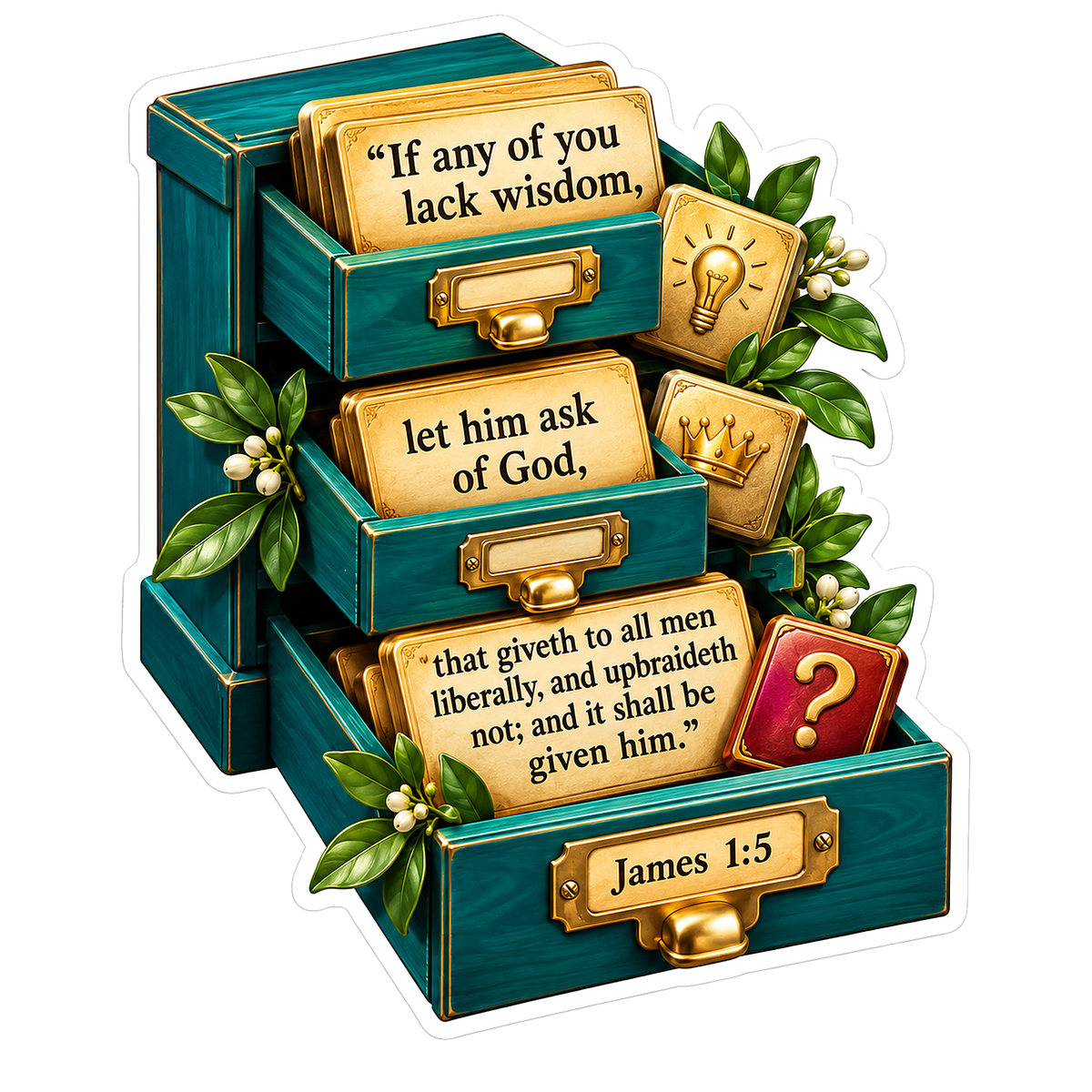 James 1 Verse 5 Teal Card Cabinet Art Vinyl Decal Stickers
