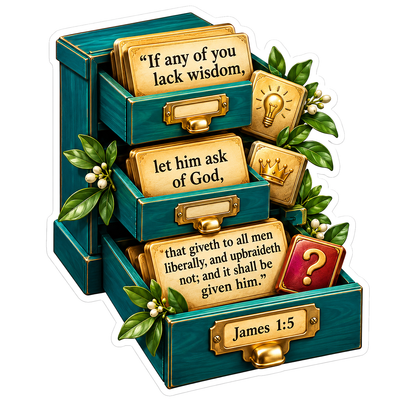James 1 Verse 5 Teal Card Cabinet Art Vinyl Decal Stickers