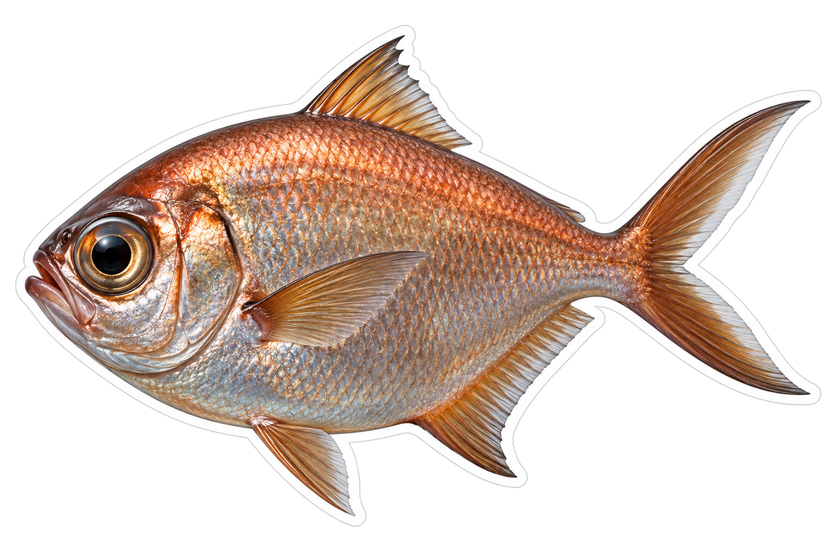 Copper Round Fish with Forked Brown Tail Art Vinyl Decal Stickers