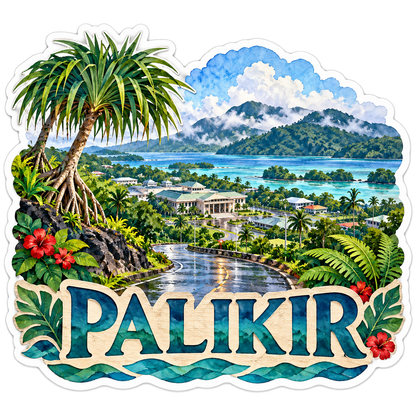 Palikir Rainy Island Lagoon Mountain Scene Vinyl Decal Stickers