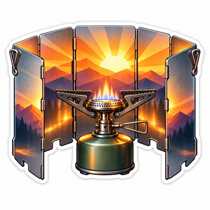 Camping Stove Windscreen Mountain Sunrise Vinyl Decal Stickers
