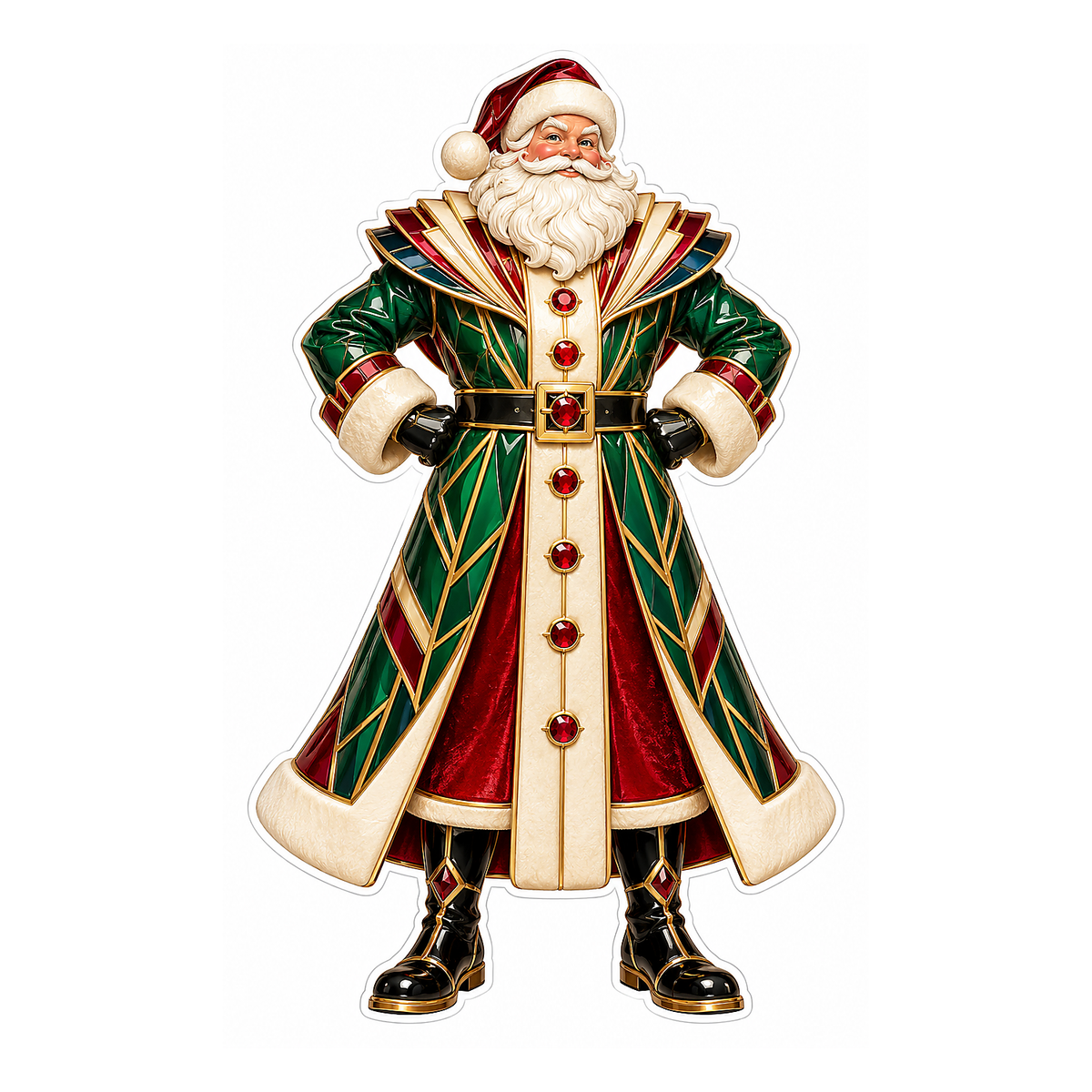 Green Gold Geometric Coat Santa Art Vinyl Decal Stickers