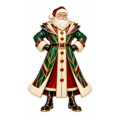 Green Gold Geometric Coat Santa Art Vinyl Decal Stickers