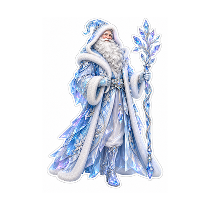Crystal Blue Santa with Snowflake Staff Art Vinyl Decal Stickers