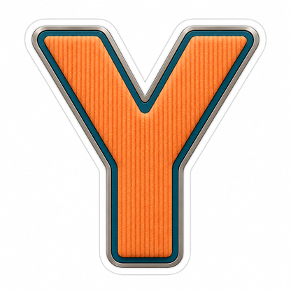 Orange Ribbed Letter Y with Teal Trim Art Vinyl Decal Stickers
