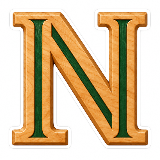 Honey Wood Green Inlay Letter N Art Vinyl Decal Stickers