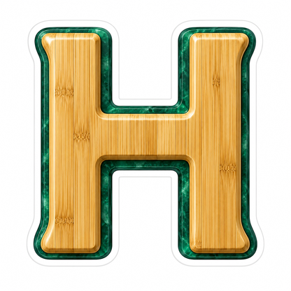 Bamboo Grain Jade Border Letter H Vinyl Decal Stickers