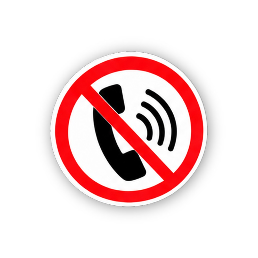 Red Crossed Phone Receiver Waves Circle Vinyl Decal Stickers