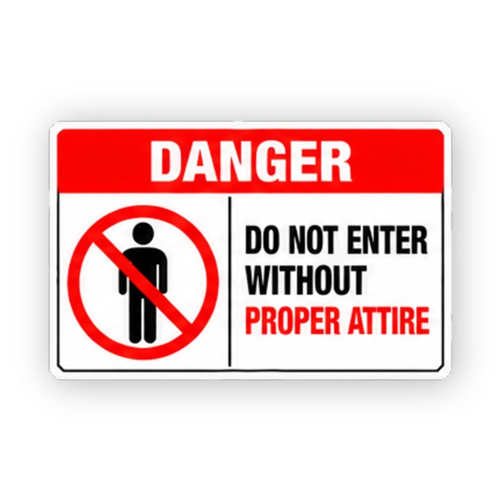 Red Proper Attire Crossed Entry Panel Vinyl Decal Stickers