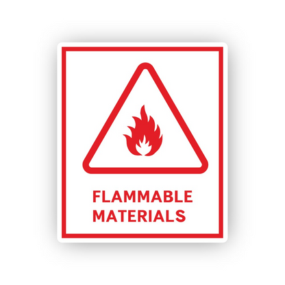Red Flammable Materials Triangle Portrait Vinyl Decal Stickers