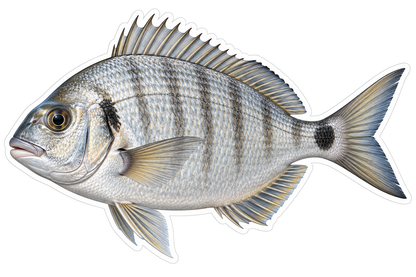 Silver Banded Fish with Black Tail Spot Art Vinyl Decal Stickers