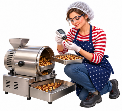 Woman Checking Roasted Nuts Beside Drum Art Vinyl Decal Stickers