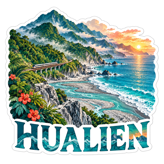 Hualien Coastal Rail Mountain Travel Art Vinyl Decal Stickers