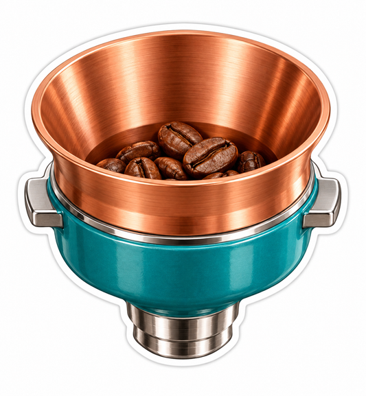 Copper Coffee Bean Funnel with Teal Base Vinyl Decal Stickers