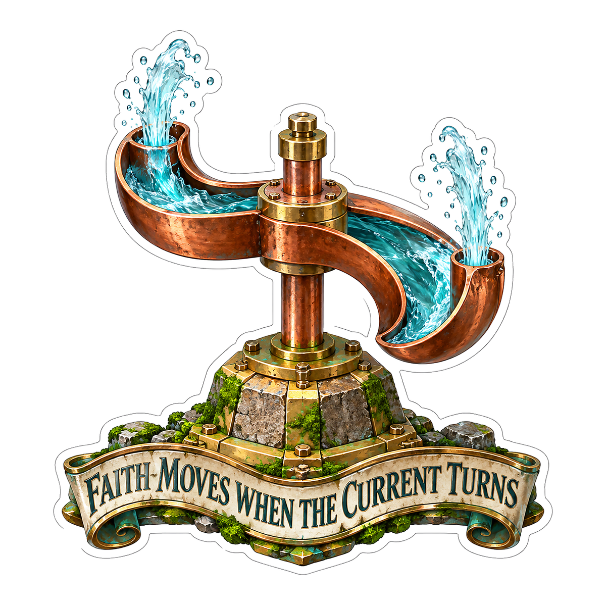Copper Spinning Water Faith Quote Art Vinyl Decal Stickers