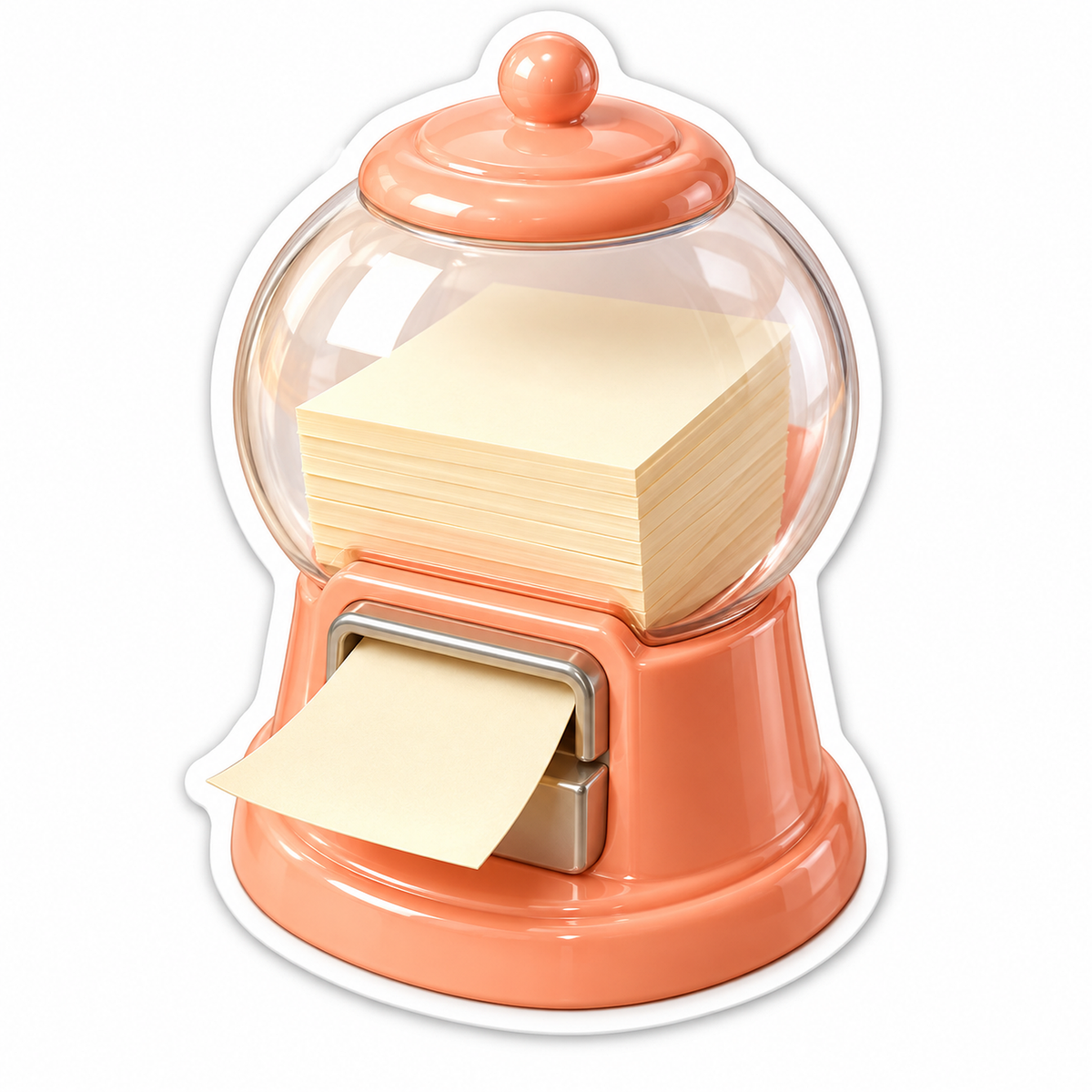 Peach Glass Globe Dispenser with Yellow Notes Vinyl Decal Stickers