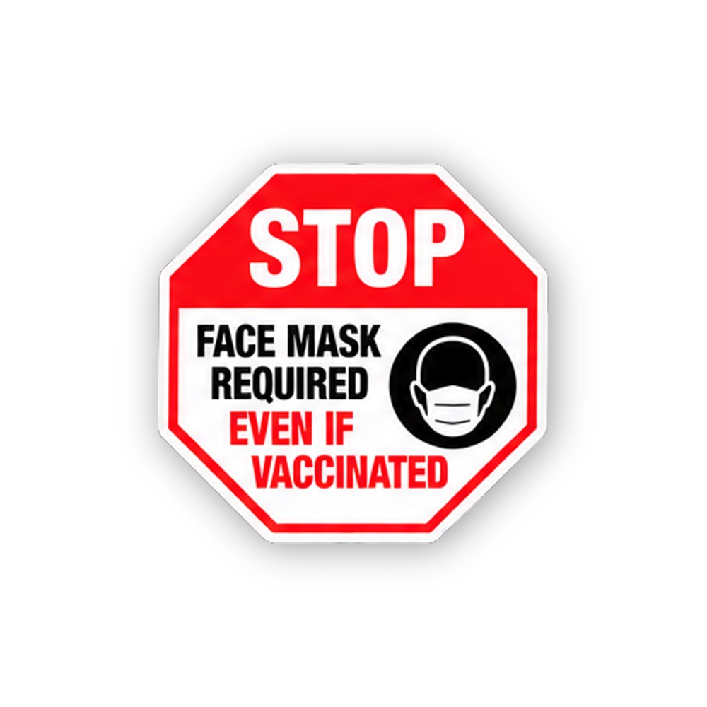 Red Stop Face Covering Round Icon Octagon Vinyl Decal Stickers